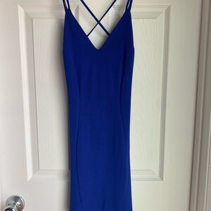 Elegant Blue Spaghetti Strap Dress